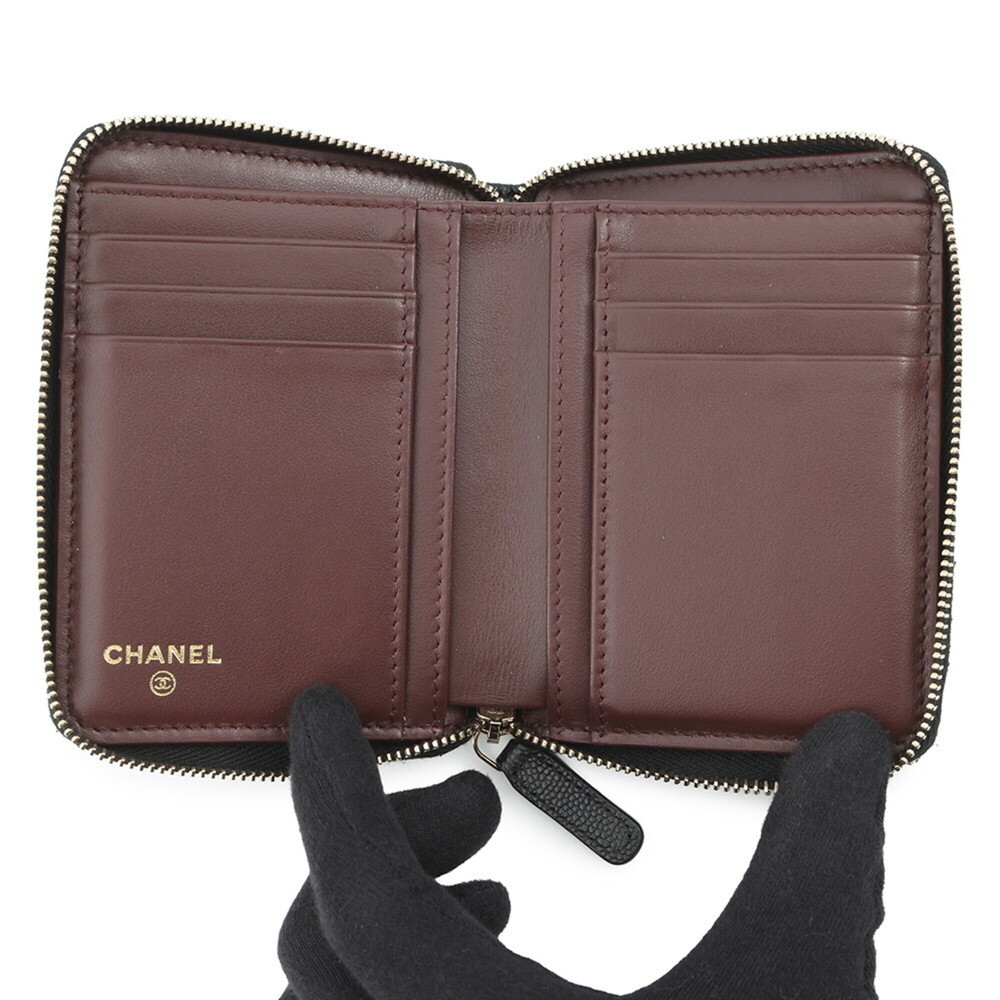CHANEL Black Caviar Leather Logo Wallet - Picture 4 of 13